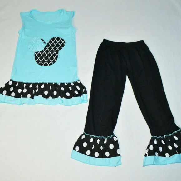 Blue Black Mouse Head Tank Top Tunic Legging - Picture 1 of 6